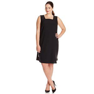 Modamix stretch crepe dress faux leather trim Plus